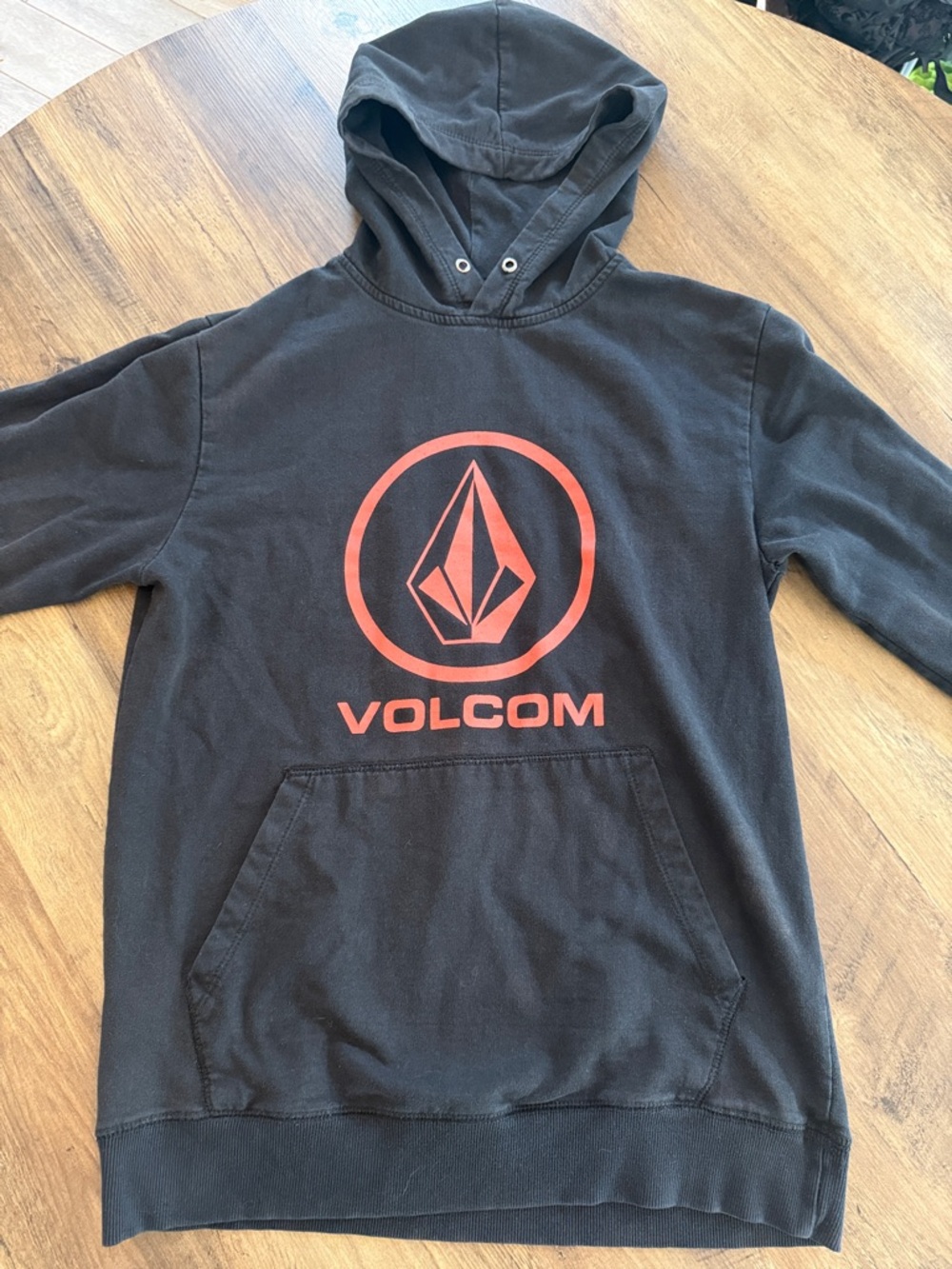 Volcom Black Hoodie with Orange-Red Logo
